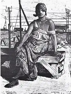 La hiercheuse, 1915 (Vernis mou ; 39&nbsp;×&nbsp;29,6&nbsp;cm), Liège, Musée de La Boverie