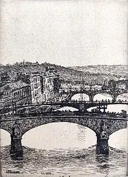 Le quai de l'université, 7 janvier 1897 (Eau-forte ; Inv. Kunel nº 220 ; 17&nbsp;×&nbsp;12&nbsp;cm), Collection privée