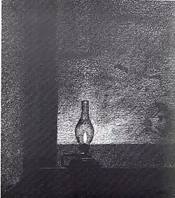 Le quinquet, 1888 (Plume et encre de Chine, fusain et pastel ; 16,6&nbsp;×&nbsp;14,5&nbsp;cm), Liège, Musée de La Boverie