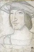 François, comte d'Angoulême et duc de Valois, l'année de son mariage avec Claude de France (1514). Copie d'un portrait par Jean Perréal, Saint-Pétersbourg, musée de l'Ermitage, cabinet des Dessins.