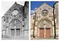 Le portail principal de l'église en 1915 et 2012.