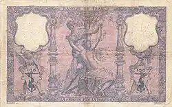 100 francs bleu et rose, Face verso