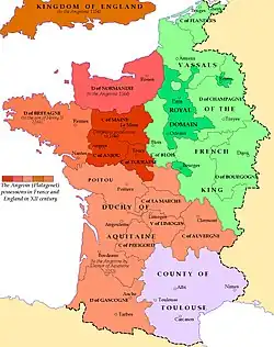 Carte montrant les territoires Plantagenêt