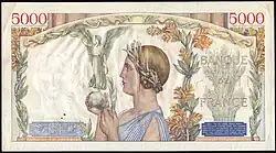 5000 francs Victoire, Face verso