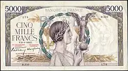 5000 francs Victoire, Face recto