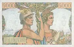 5 000 francs Terre et Mer, Face verso