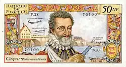 50 nouveaux francs Henri IV, Face recto