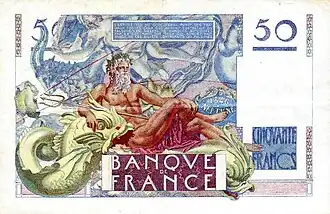 50 francs Le Verrier, Face verso