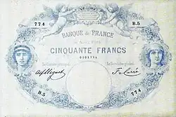 50 francs bleu 1884, Face recto