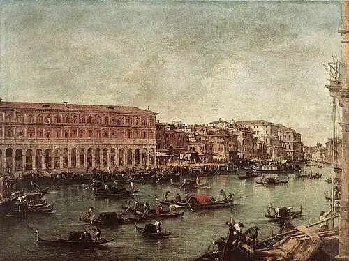 1756-1760, Grand Canalavec les nouvelles constructions au Rialto.Pinacothèque de Brera, Milan.