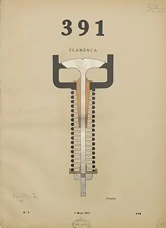 Couverture en couleur d'un magazine, ornée d'un dessin abstrait.