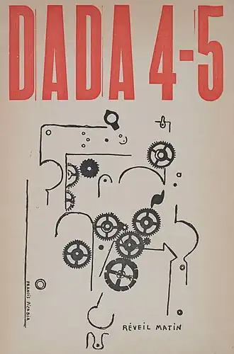 Couverture d'un magazine. Le titre Dada est inscrit en rouge au-dessus d'un dessin stylisé d'un réveil matin.