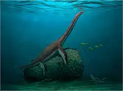 Restauration artistique de Franconiasaurus brevispinus.