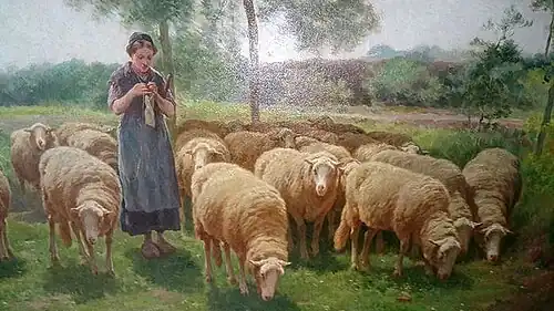Moutons et bergère..