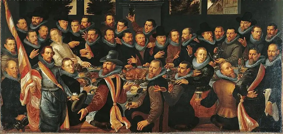 Frans Pietersz. de Grebber, Repas des officiers des Cluveniers, 1610.