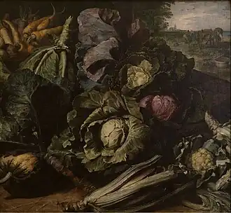 Nature morte aux légumes, vers 1610, Staatliche Kunsthalle Karlsruhe.