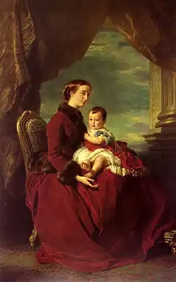 Eugénie portant son fils Louis Napoléon, par Winterhalter (1857).