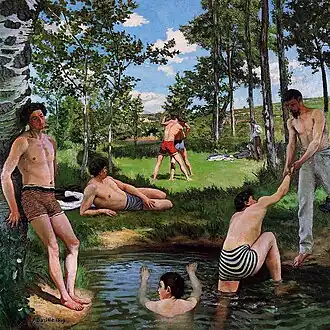 Scène d'été. Les Baigneurs (1869), huile sur toile (160&nbsp;×&nbsp;160,7&nbsp;cm), Cambridge, Fogg Art Museum.
