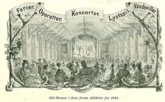 Le théâtre Betty Nansen, quand il s'appelait le Frederiksberg Morskabteater, avant sa reconstruction de 1888.