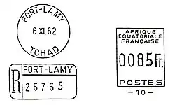 photo d'une flamme postale de la ville de Fort-Lamy imprimée sur du papier blanc