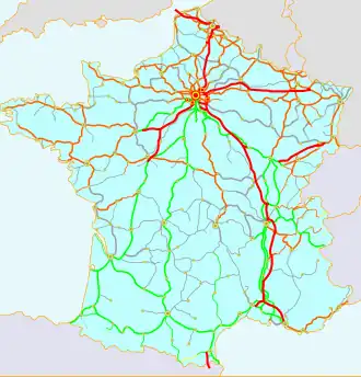 Carte présentant les lignes électrifiées du réseau.