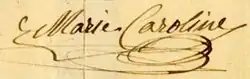 Signature de Caroline des Deux-Siciles