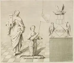 Fresque de Pierre du Châtelet qui se trouvait dans l'église de Blécourt, in Histoire généalogique de la maison du Châtelet par Dom Calmet, 1741.