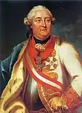 Portrait de Frédéric-Michel de Deux-Ponts-Birkenfeld, par Heinrich Carl Brandt (1724-1787). Le prince porte sur ce tableau l'ordre de la Toison d'or et la grand-croix de l'ordre militaire de Marie-Thérèse