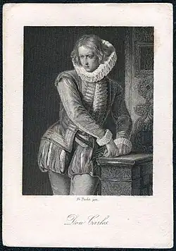 Don Carlos, d'après un dessin de Friedrich Pecht (vers 1859).