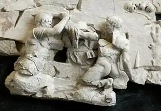 Combat des Horaces et des Curiaces. Marbre. Haut-relief. Basilique Æmilia, RomeVers 50 AEC