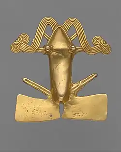 Pendentif grenouille, de Puerto González Víquez, sud Costa Rica (?). Or. XIe – XVIe siècle. Met