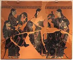 Plaque d'un monument funéraire attique, v. 530. Attr. à Exékias. 37x43 cm.Altes museum, Berlin