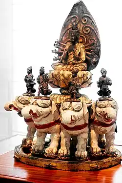 Fugen Enmei Samantabhadra. Bois peint, laqué et doré, H. 52&nbsp;cm. Époque d'Edo, style Kamakura