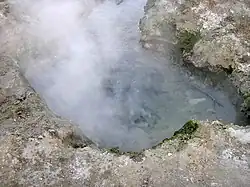 Fumerolle du lac Abbe en 2005.