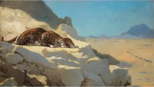 Léopard aux aguets.