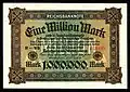 1 million de marks uniface, 20 février 1923.