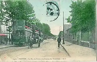 La station des tramways, au début du XXe&nbsp;siècle, sur la rue Jean Lolive (RN3)