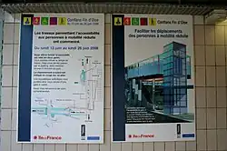 Affiche sur les travaux d'accessibilité en gare.