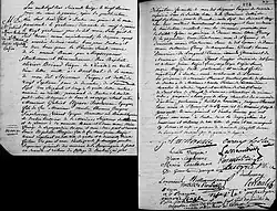 Acte de mariage entre Gabriel Elzeare Taschereau et Marie Louise Elizabeth Bazin.26 janvier 1773. Paroisse Notre-Dame-de-Québec de la ville de Québec.