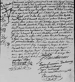 Acte de mariage entre Gabriel Elzear Taschereau et Loüise Francoise Juchereau Duchesnay.3 novembre 1789. Paroisse Notre-Dame-de-la-Nativité-de-Beauport de la ville de Beauport.