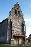 Le clocher-pignon de l'église Saint-Christophe de Trazits (sept&nbsp;2011)