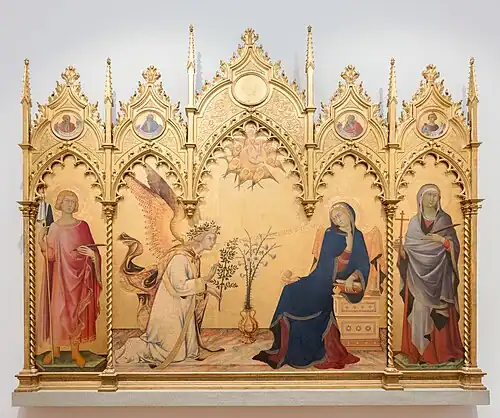 Simone Martini, L'Annonciation, Galerie des Offices, tempera sur bois.