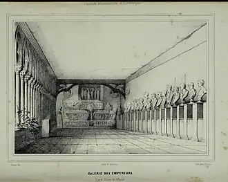 La galerie des Empereurs dans le cloître du musée des Augustins vers 1842
