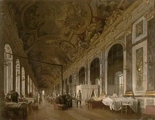 Galerie des Glaces du Château de Versailles transformée en ambulance militaire, 1874, Musée de l'Histoire de France, Versailles.