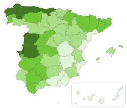 Nombre de têtes, par province, lors du recensement de 1999.