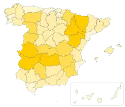 Nombre de têtes, par province, lors du recensement de 1999.
