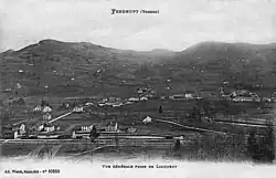 Vue générale de Ferdrupt avec la gare au premier plan, vers 1900.