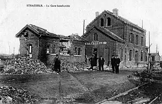 La gare bombardée vers 1918.