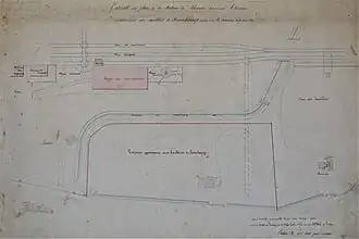 Plan de la gare montrant le terrain accordé aux Houillères de Ronchamp .