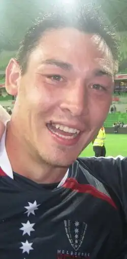 Portrait de Gareth Delve portant le maillot des Melbourne Rebels